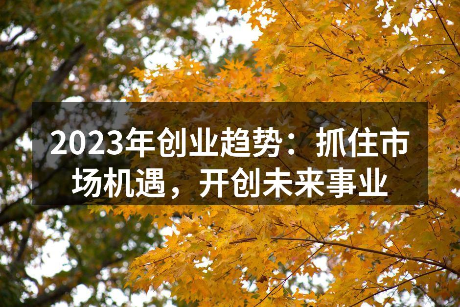 2023年创业趋势：抓住市场机遇，开创未来事业
